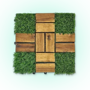 Artificial Grass Wooden Tiles 30cm X 30cm | Pack Of 10 Tiles | Free Shipment