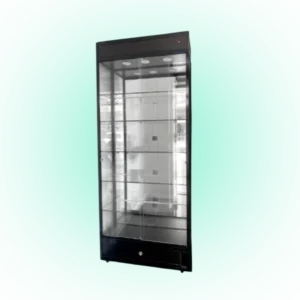 Black Glass Display Cabinet With LED Lights And Storage | 100cm X 40cm X 245cm | Collection Only