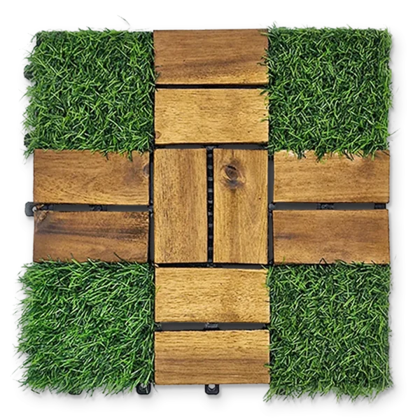 Artificial Grass Wooden Tiles