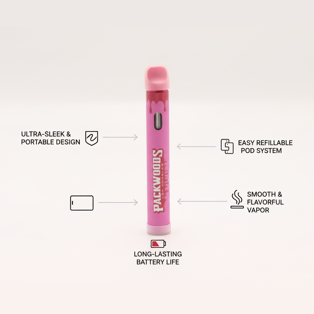 Packwoods New Live Resin 1G Rechargeable Vape ( EMPTY) INDICA/HYBRID/SATIVA