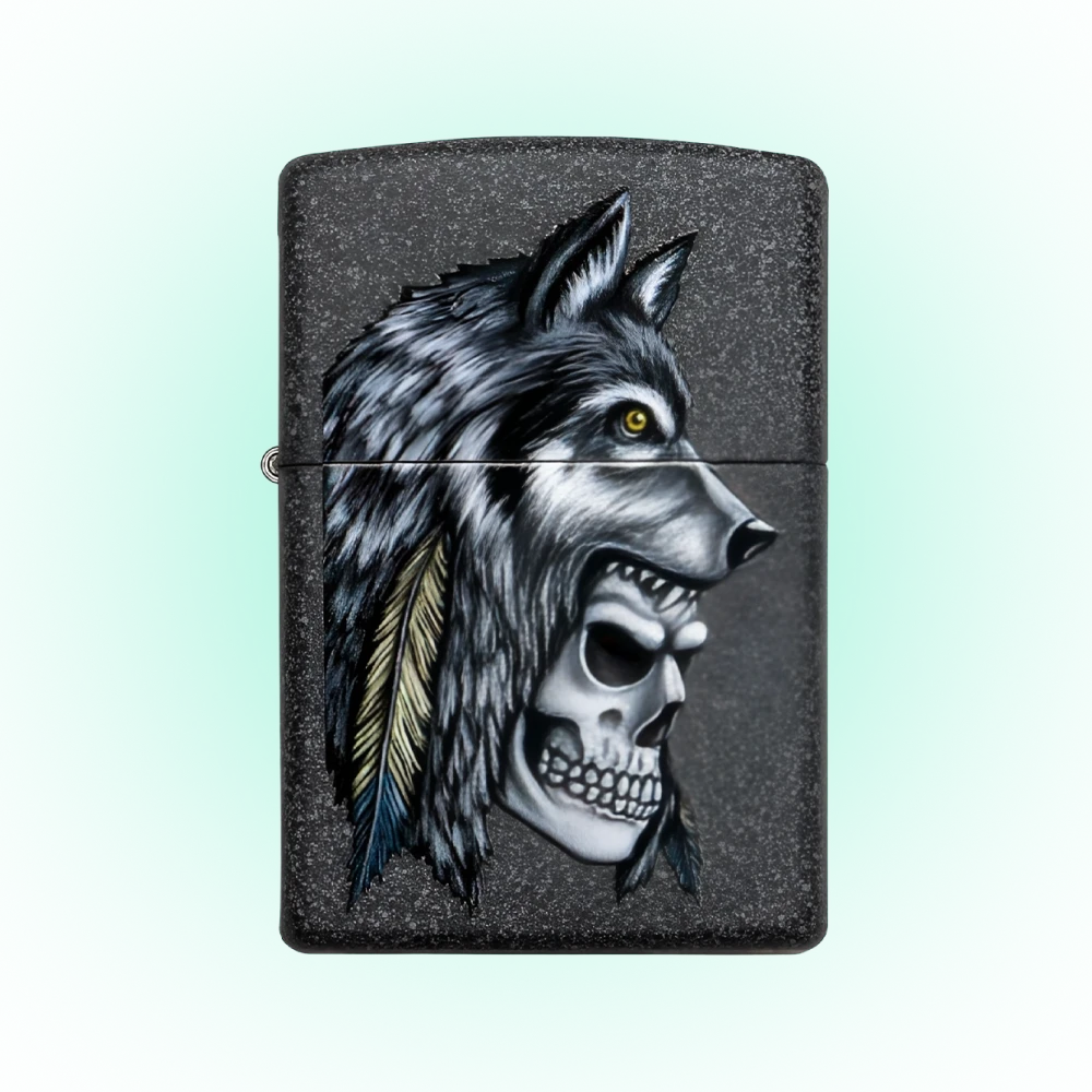 Wolf Skull Feather Design