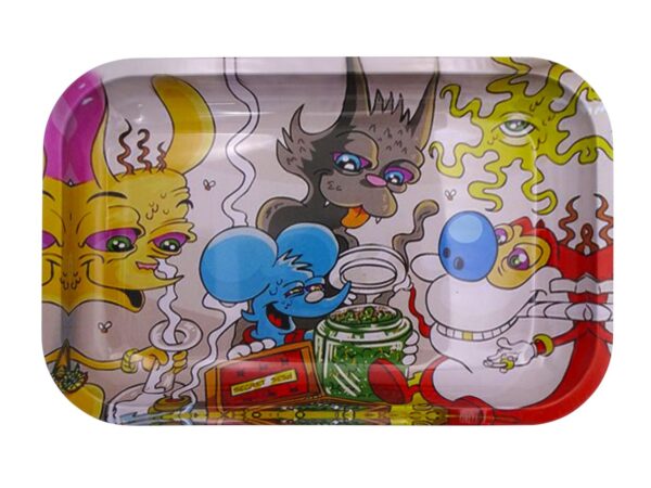 CRAZY CATS METAL ROLLING TRAY – LARGE