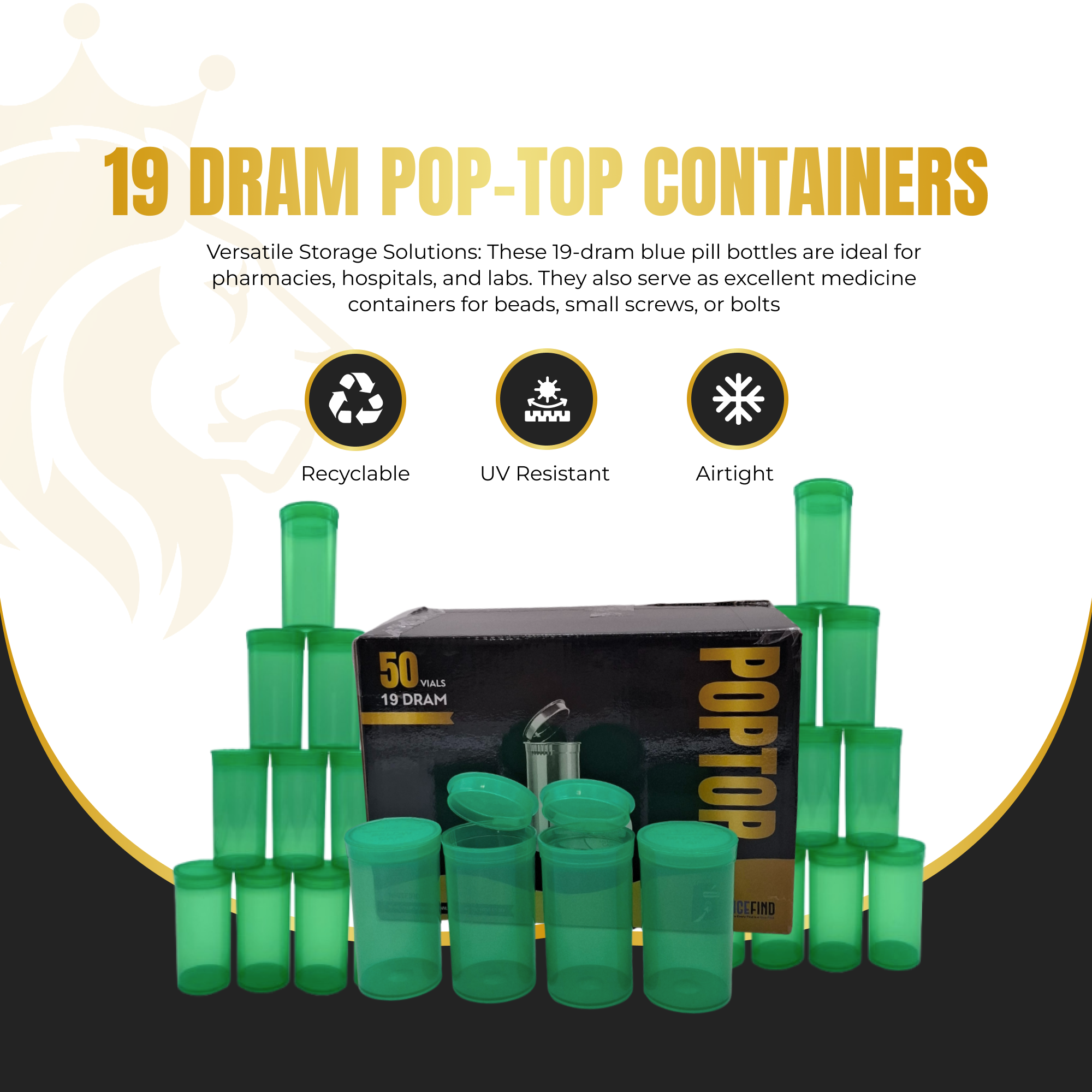 Pop Top 19 Dram Containers – Premium Smell-Proof Storage Vials for Supplements, Herbs & Small Items - Image 2