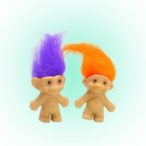 Fat Catz Copy Catz Mini Troll Dolls Figures Set of 5 – Vintage Collectible Toys, Party Favors & Cake Toppers (2cm)