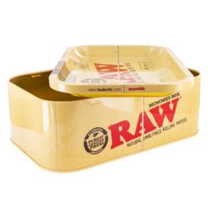 RAW Munchies Box with Tray Lid – Durable Metal Organizer Tin | Pure Natural Fiber Design | Multi-Use Storage Box for Everyday Essentials
