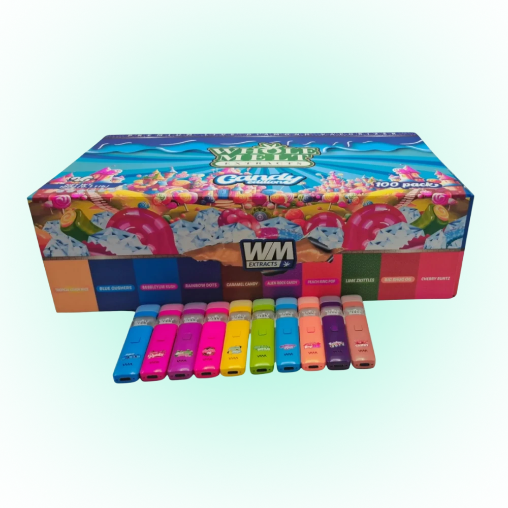 Whole Melt Extracts Candy Edition Empty Cart 1.0G Box of 100 (10 Different Flavours) | Rechargeable Vape Device | Multiple Packaging