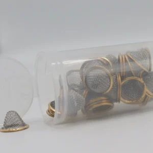 15mm Conical Pipe Filter Gauze - 40pcs Packed in 19 dram Pop Top storage container
