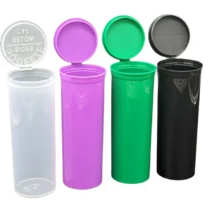 60 Drams Pop Top Containers Vials - Child Resistant Bottles for Herbs & Medicine, 4 Colors, Multiple Quantities