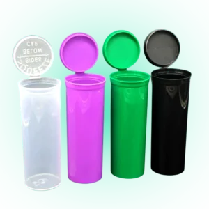 60 Drams Pop Top Containers Vials – Child Resistant Bottles for Herbs & Medicine, 4 Colors, Multiple Quantities