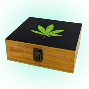 Leaf Snuff Wooden Box – Large Tobacco Rolling Box Set with Glass Ashtray & Smoking Pipe