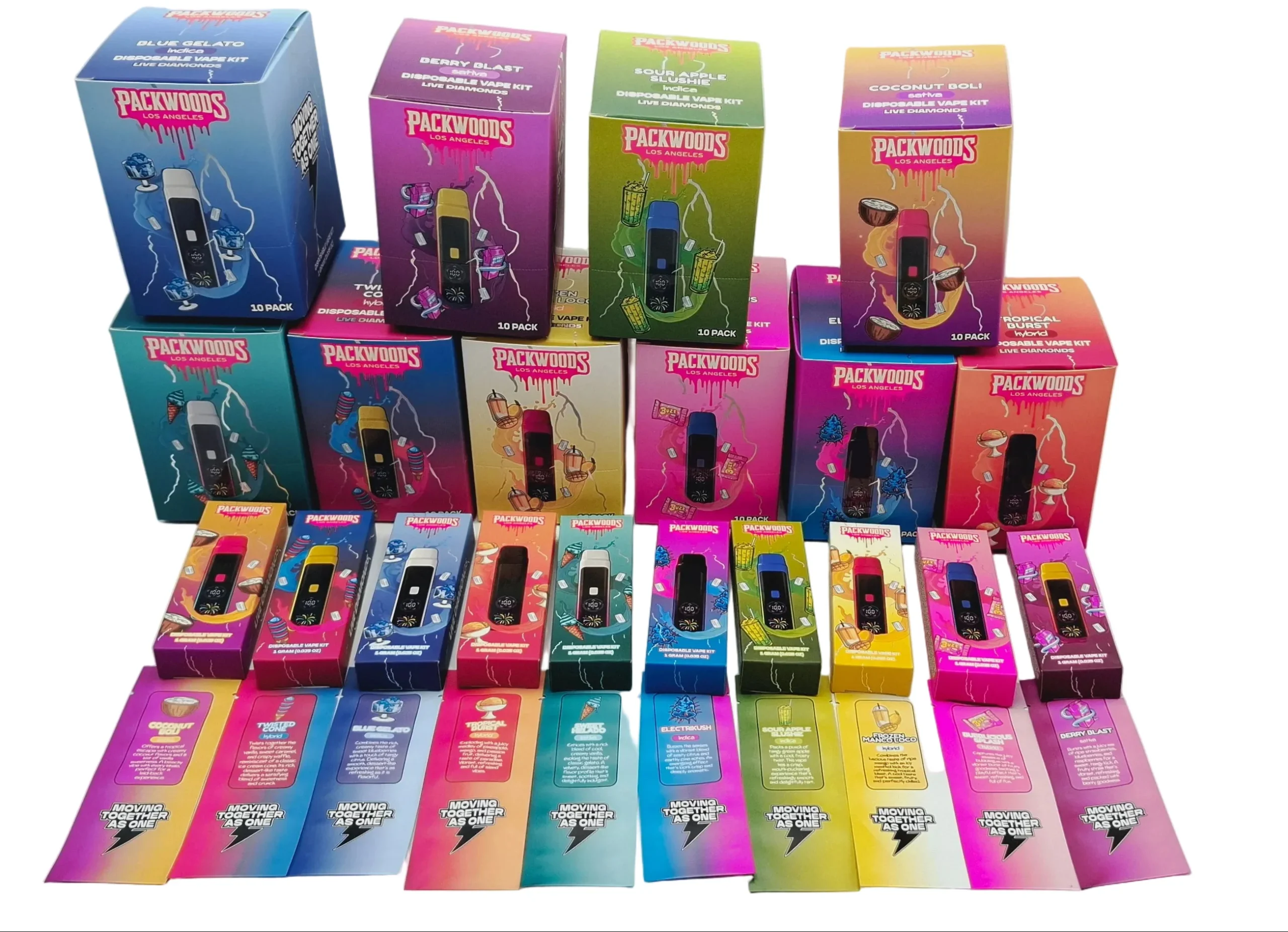 Packwoods Los Angeles 1G Empty Carts 100 Pack Multi Flavor Custom Packaging - Image 2