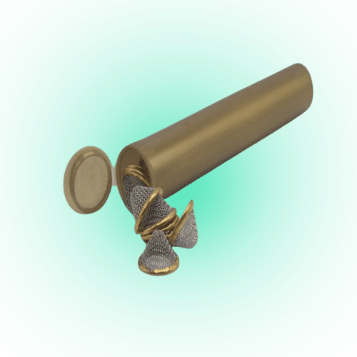 Premium 15mm Conical Brass Pipe Screens (30 Pack) | Reusable Pipe Filters in 116mm Pop Tube