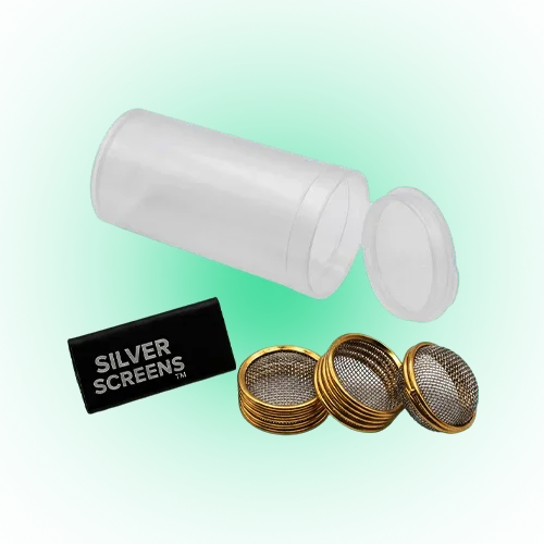 25 PCS Conical Pipe Filter Gauze Set – All Sizes (12mm, 15mm, 17mm, 20mm, 22mm) Brass Screens with 13 Dram Storage Container