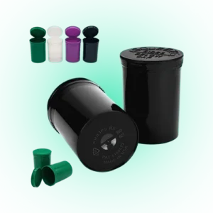 30 Drams Pop Top Containers Vials - Child Resistant Bottles for Herbs & Medicine, Assorted Colors