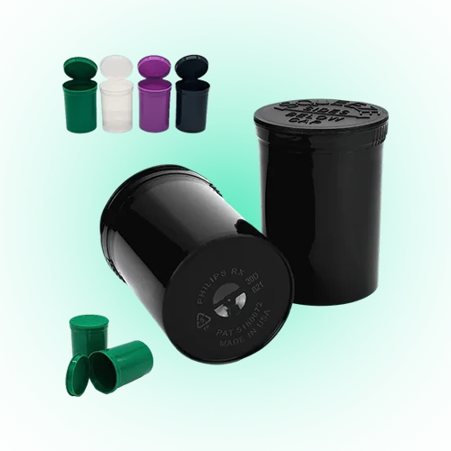 30 Drams Pop Top Containers Vials - Child Resistant Bottles for Herbs & Medicine, Assorted Colors