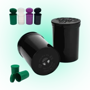 30 Drams Pop Top Containers Vials - Child Resistant Bottles for Herbs & Medicine, Assorted Colors