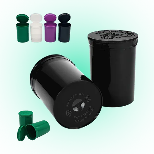 30 Drams Pop Top Containers Vials - Child Resistant Bottles for Herbs & Medicine, Assorted Colors