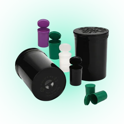 30 Drams Pop Top Containers Vials - Child Resistant Bottles for Herbs & Medicine, Assorted Colors