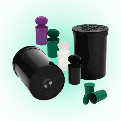 30 Drams Pop Top Containers Vials - Child Resistant Bottles for Herbs & Medicine, Assorted Colors