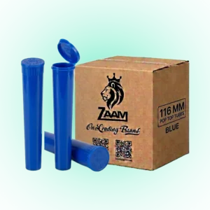 Blue 116mm Pop Top Tube – Slim PP Plastic Flip-Top Storage Container, 116mm x 18.6mm