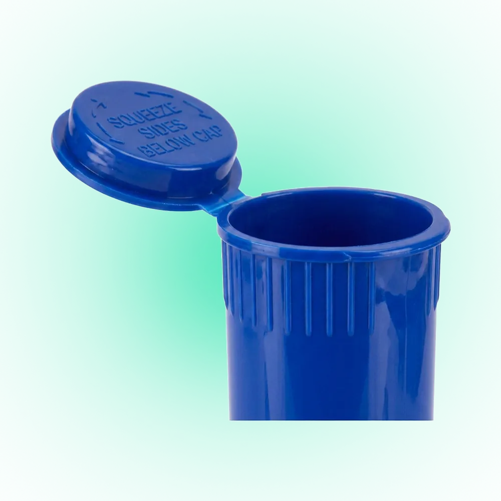 Blue 116mm Pop Top Tube – Slim PP Plastic Flip-Top Storage Container, 116mm x 18.6mm