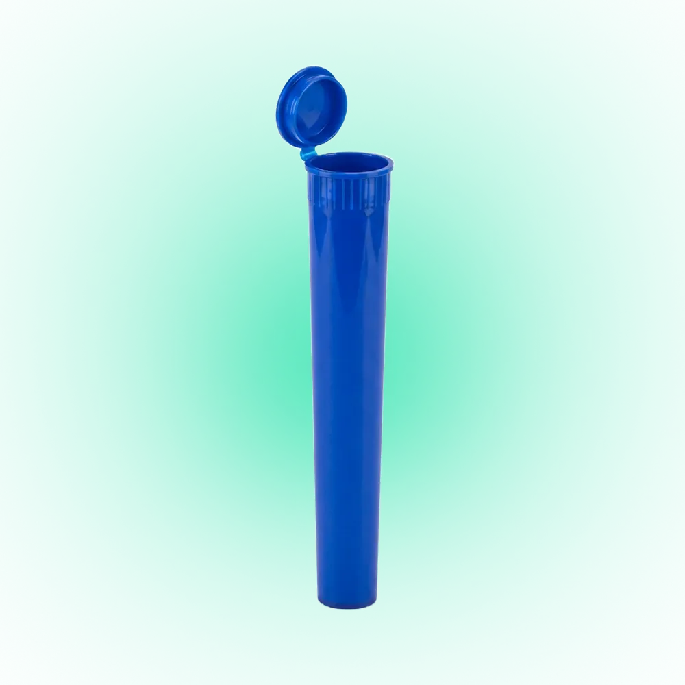 Blue 116mm Pop Top Tube – Slim PP Plastic Flip-Top Storage Container, 116mm x 18.6mm