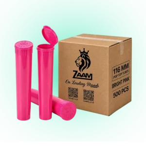 Bright Pink 116mm Pop Top Tube – 500 Pcs | Slim PP Plastic Flip-Top Storage Container, 116mm x 18.6mm