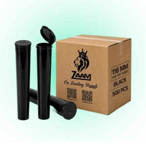 Black 116mm Pop Top Tube – 500 Pcs | Slim PP Plastic Flip-Top Storage Container, 116mm x 18.6mm