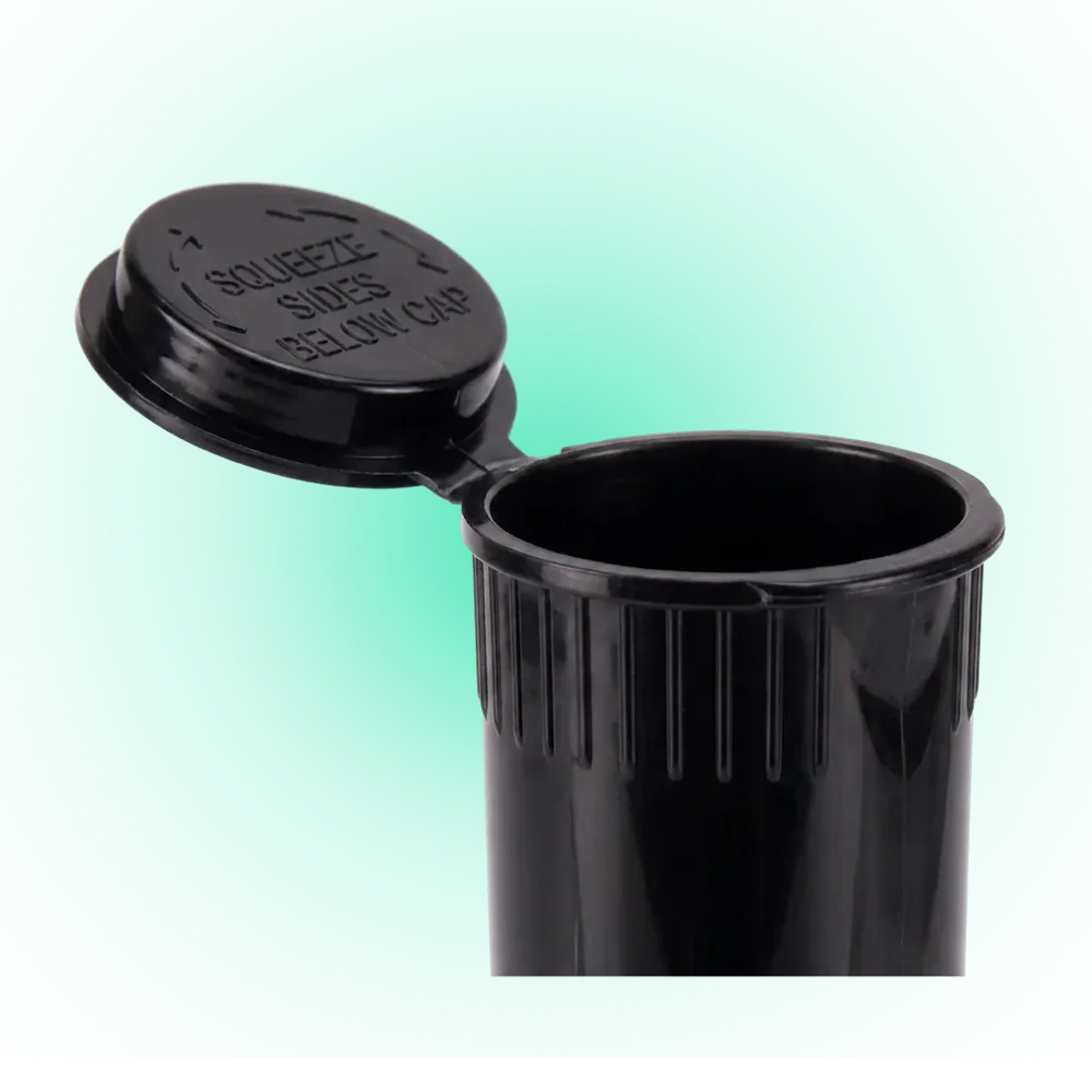 Black 116mm Pop Top Tube – 500 Pcs | Slim PP Plastic Flip-Top Storage Container, 116mm x 18.6mm