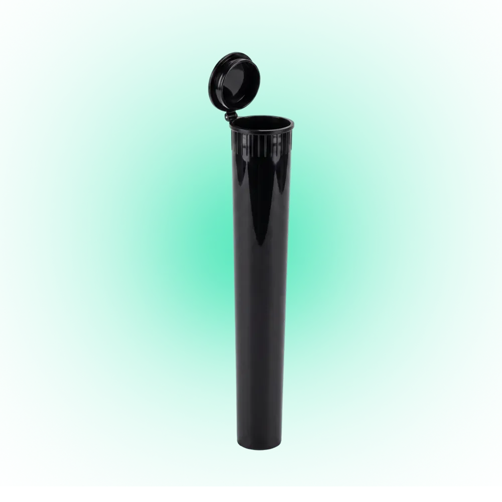 Black 116mm Pop Top Tube – 500 Pcs | Slim PP Plastic Flip-Top Storage Container, 116mm x 18.6mm