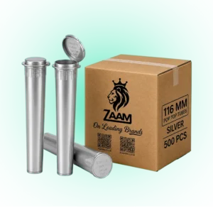 Silver 116mm Pop Top Tube – 500 Pcs | Slim PP Plastic Flip-Top Storage Container, 116mm x 18.6mm