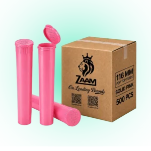 Solid Pink 116mm Pop Top Tube – 500 Pcs | Slim PP Plastic Flip-Top Storage Container, 116mm x 18.6mm