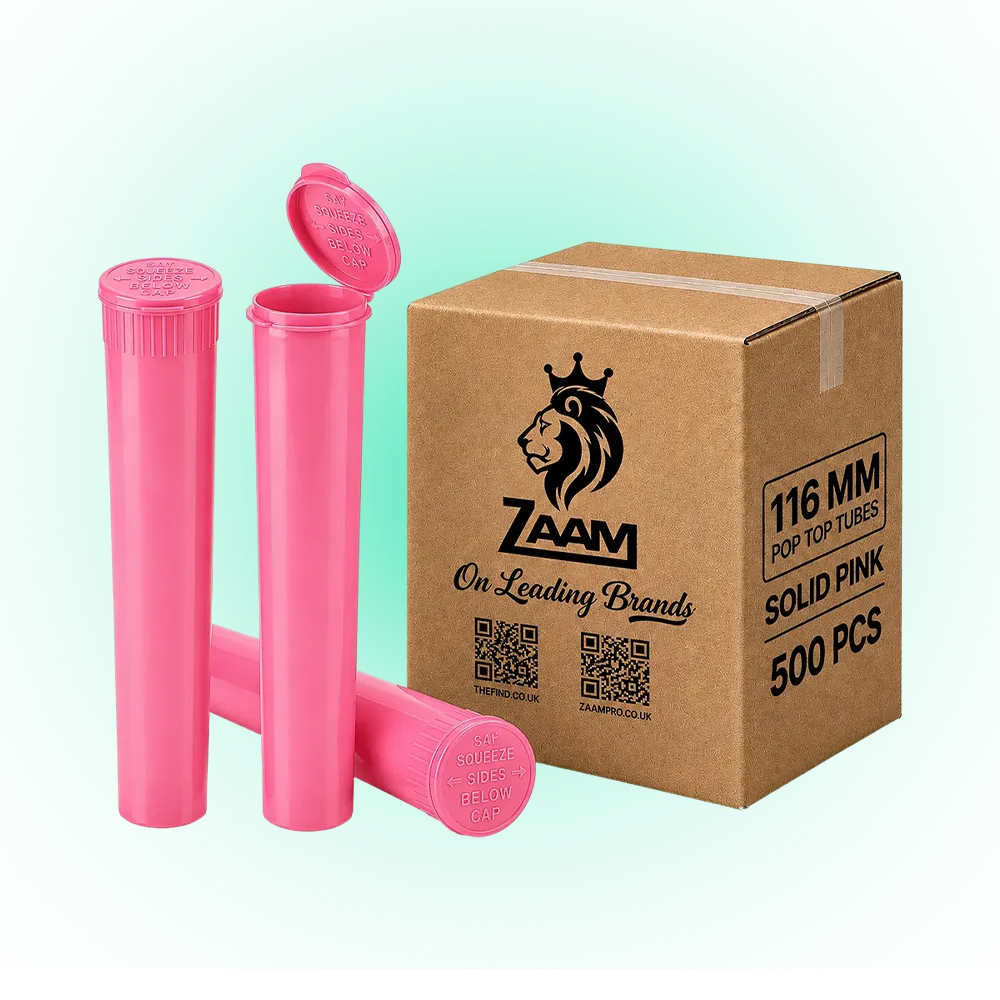Solid Pink 116mm Pop Top Tube – 500 Pcs | Slim PP Plastic Flip-Top Storage Container, 116mm x 18.6mm