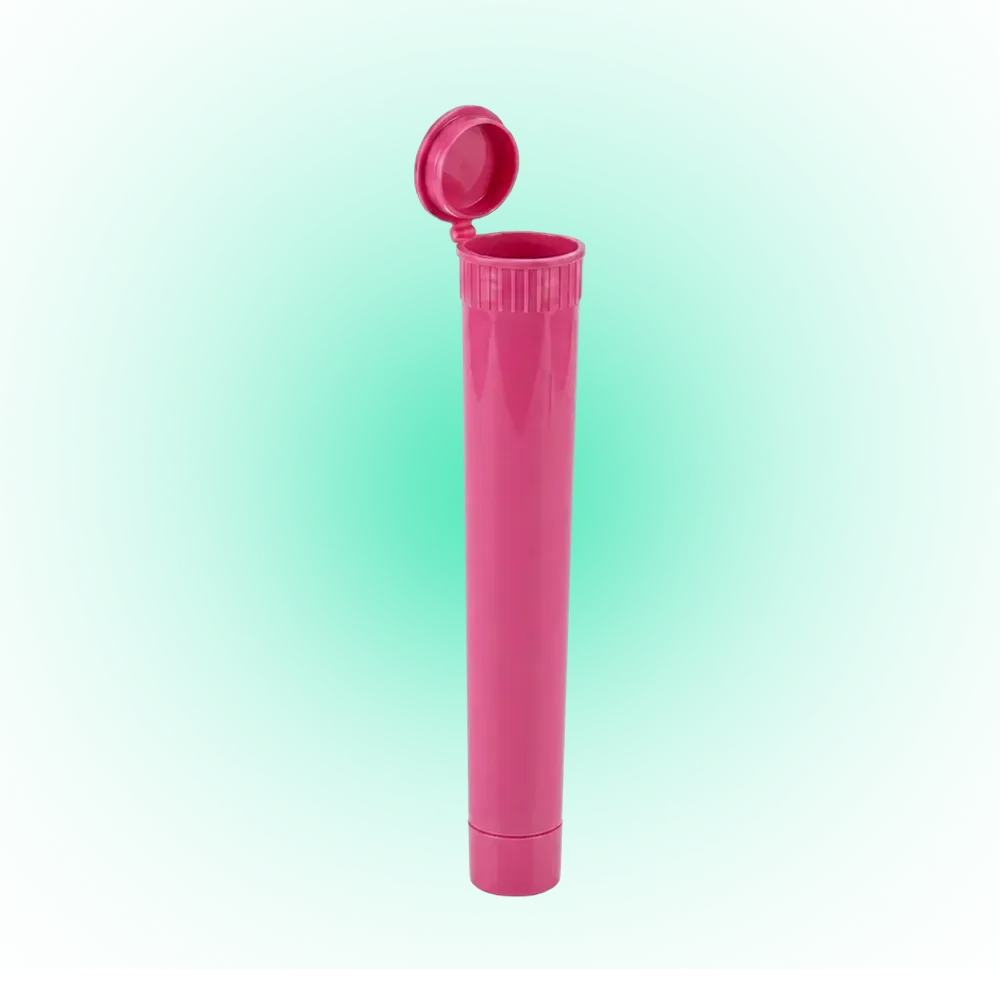 Solid Pink 116mm Pop Top Tube – 500 Pcs | Slim PP Plastic Flip-Top Storage Container, 116mm x 18.6mm