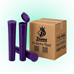 Solid Purple 116mm Pop Top Tube – 500 Pcs | Slim PP Plastic Flip-Top Storage Container, 116mm x 18.6mm