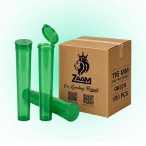 Transparent Green 116mm Pop Top Tube – 500 Pcs | Slim PP Plastic Flip-Top Storage Container, 116mm x 18.6mm