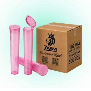 Transparent Pink 116mm Pop Top Tube – 500 Pcs | Slim PP Plastic Flip-Top Storage Container, 116mm x 18.6mm