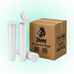 White 116mm Pop Top Tube – 500 Pcs | Slim PP Plastic Flip-Top Storage Container, 116mm x 18.6mm