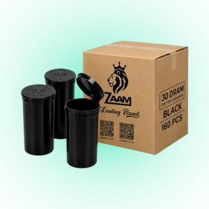 Black 30 Dram Pop Top Containers – 160 Pcs | PP Plastic Squeeze-to-Open Storage Tubes, 70mm x 47mm