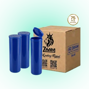 60 Dram Blue Pop Top Containers – 75 Pack | PP Plastic | 13.5 x 4.5 cm