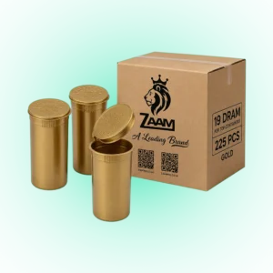 19 Dram Solid Gold Pop Top Containers – 225 Pack | PP Plastic | 7 x 3.8 cm