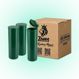 60 Dram Green Pop Top Containers – 75 Pack | PP Plastic | 13.5 x 4.5 cm