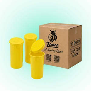 19 Dram Solid Lemon Pop Top Containers – 225 Pack | PP Plastic | 7 x 3.8 cm