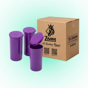 19 Dram Solid Purple Pop Top Containers – 225 Pack | PP Plastic | 7 x 3.8 cm