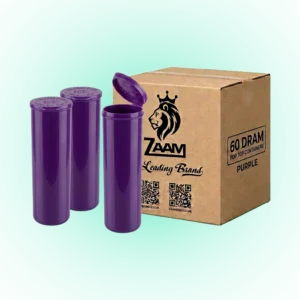 60 Dram Purple Pop Top Containers – 75 Pack | PP Plastic | 13.5 x 4.5 cm