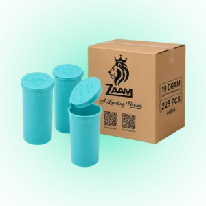 19 Dram Solid Aqua Pop Top Containers – 225 Pack | PP Plastic | 7 x 3.8 cm