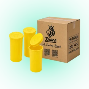 19 Dram Solid Yellow Pop Top Containers – 225 Pack | PP Plastic | 7 x 3.8 cm