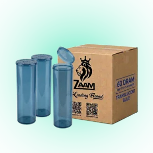 60 Dram Translucent Blue Pop Top Containers – 75 Pack | PP Plastic | 13.5 x 4.5 cm