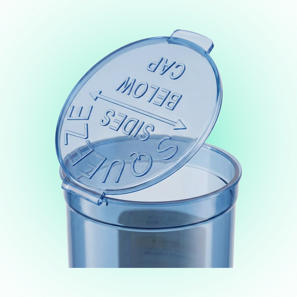 60 Dram Translucent Blue Pop Top Containers – 75 Pack | PP Plastic | 13.5 x 4.5 cm