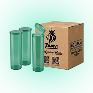 60 Dram Translucent Green Pop Top Containers – 75 Pack | PP Plastic | 13.5 x 4.5 cm